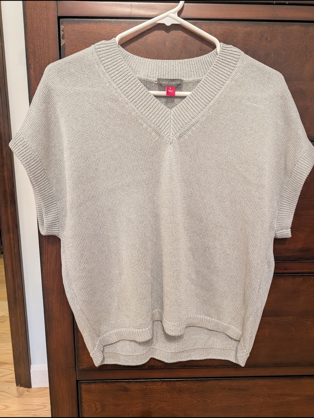 Vince Camuto Cream Knit V-Neck Sweater Vest